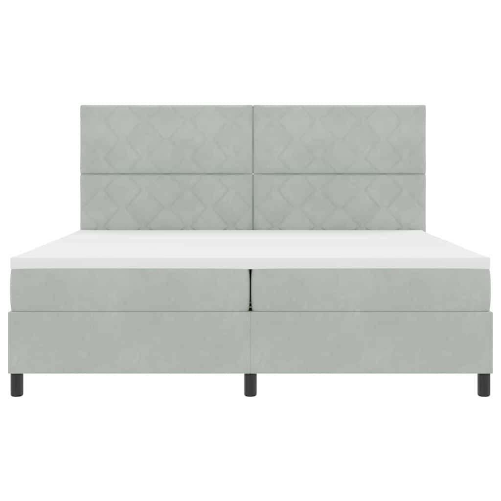 Box spring seng med hovedgærde Lysegrå 200 x 200 cm Fløjl