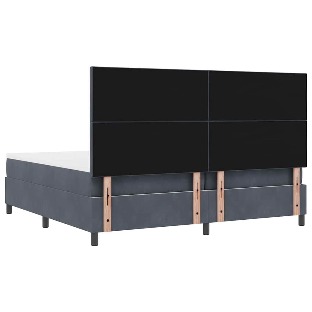 Box spring seng med hovedgærde Mørkegrå 200 x 200 cm Fløjl