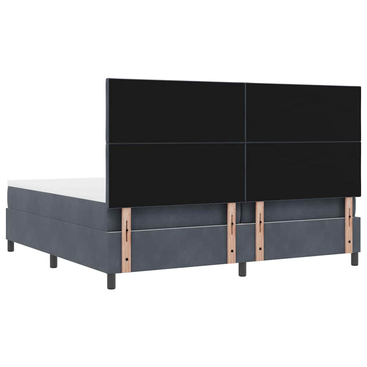 Box spring seng med hovedgærde Mørkegrå 200 x 200 cm Fløjl