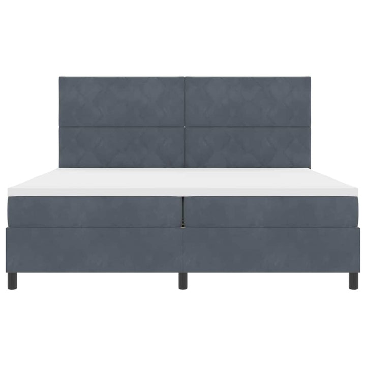 Box spring seng med hovedgærde Mørkegrå 200 x 200 cm Fløjl