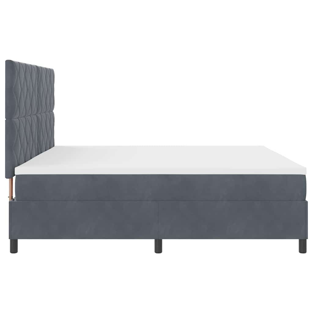 Box spring seng med hovedgærde Mørkegrå 200 x 200 cm Fløjl