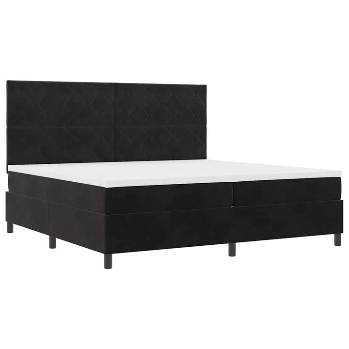 Box spring seng med hovedgærde Sort 200 x 200 cm Fløjl