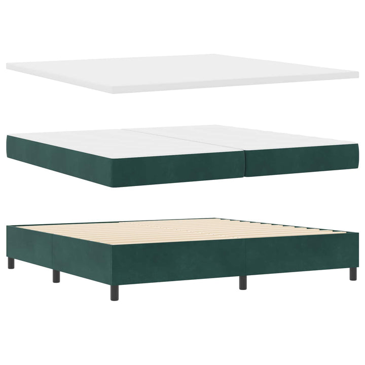 Box spring seng med hovedgærde Mørkegrøn 200 x 200 cm Fløjl