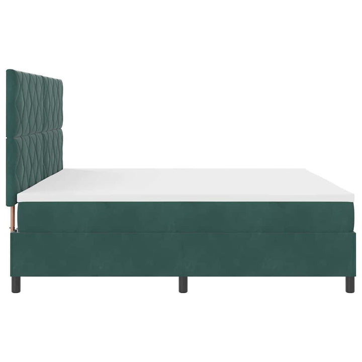 Box spring seng med hovedgærde Mørkegrøn 200 x 200 cm Fløjl