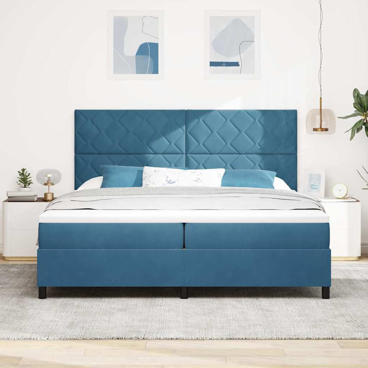 Box spring seng med madras Mørk blå 200 x 200 cm Fløjl