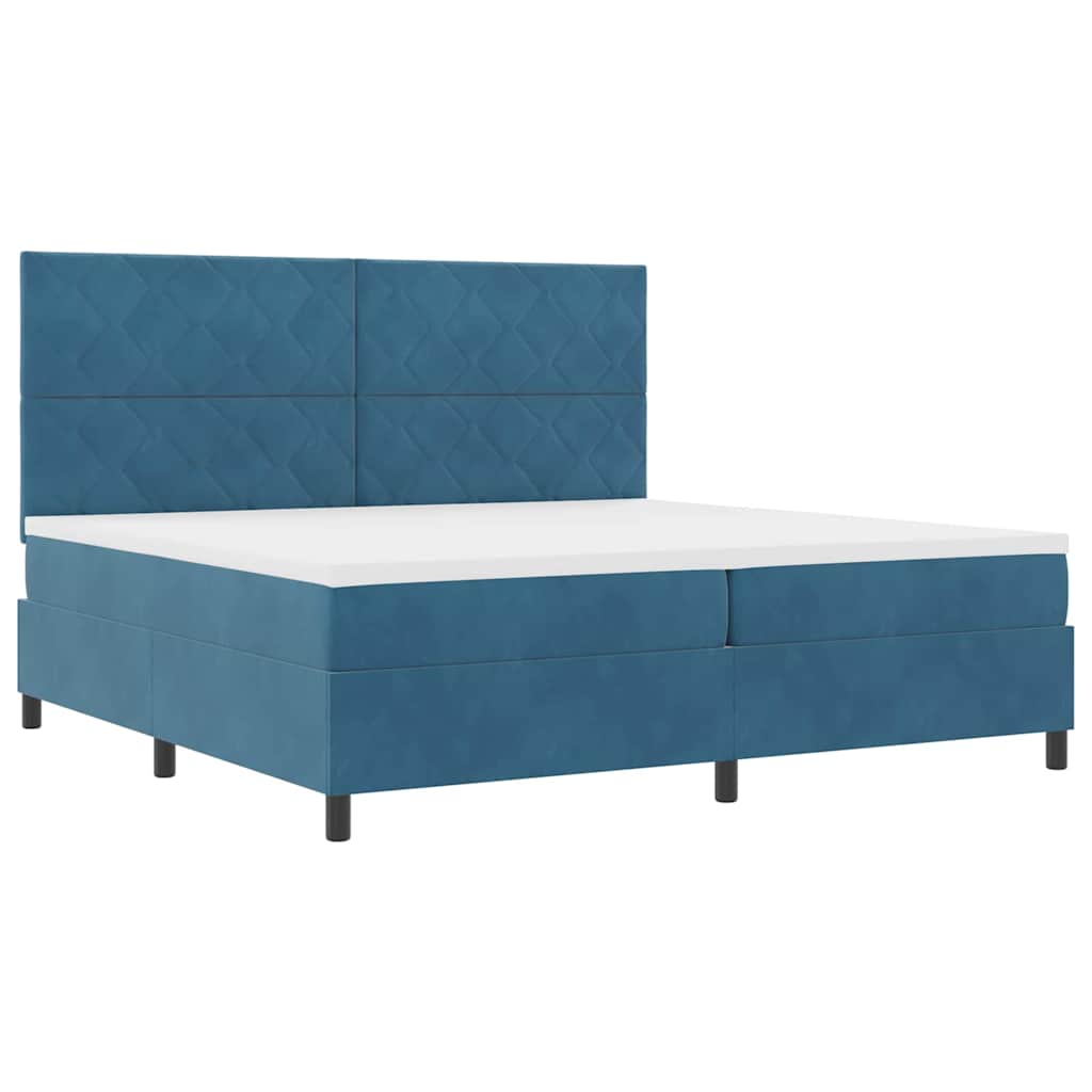 Box spring seng med madras Mørk blå 200 x 200 cm Fløjl