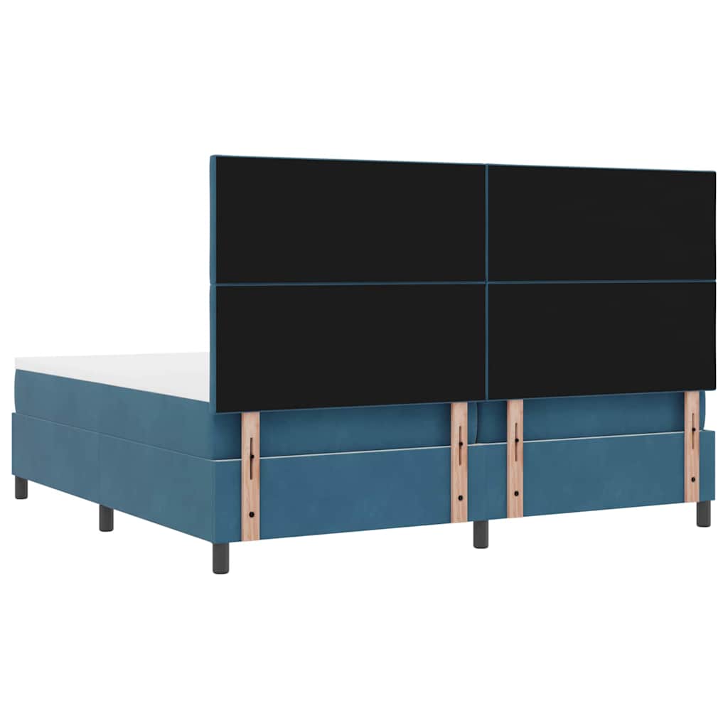 Box spring seng med madras Mørk blå 200 x 200 cm Fløjl
