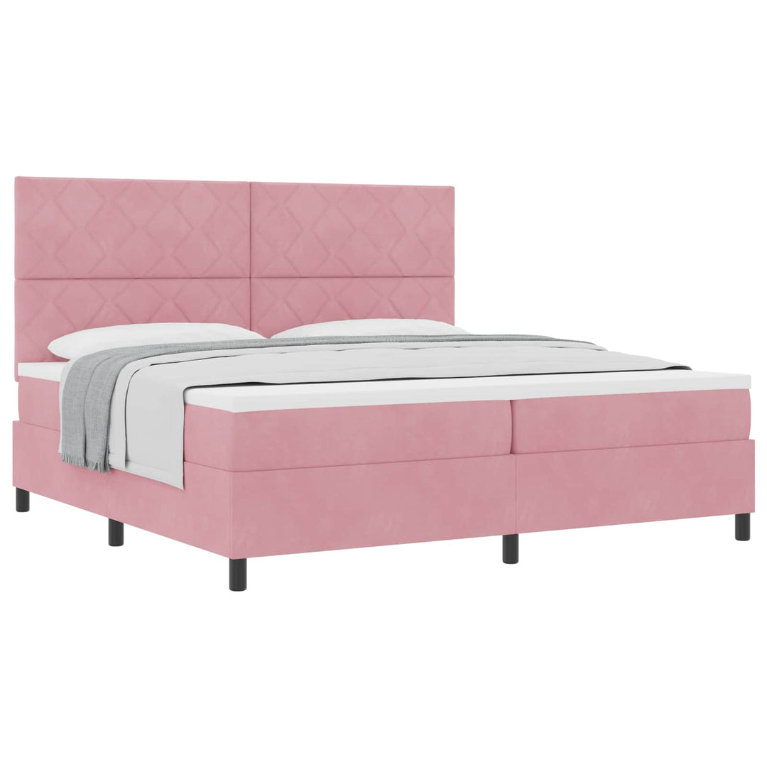Box spring seng med hovedgærde Lyserød 200 x 200 cm Fløjl