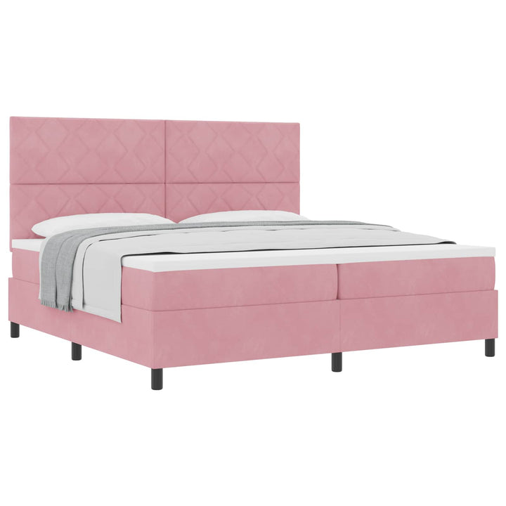 Box spring seng med hovedgærde Lyserød 200 x 200 cm Fløjl