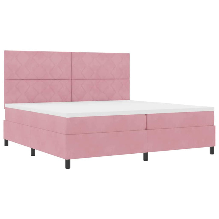 Box spring seng med hovedgærde Lyserød 200 x 200 cm Fløjl