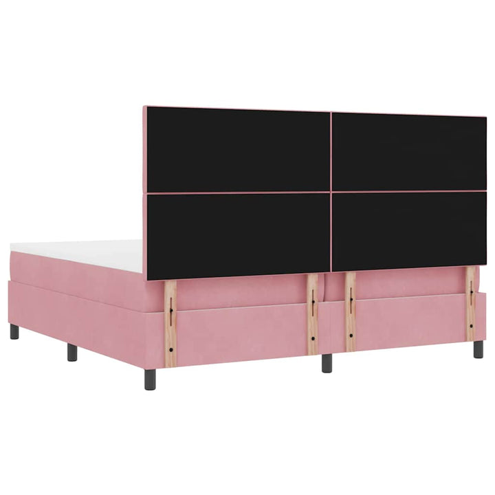 Box spring seng med hovedgærde Lyserød 200 x 200 cm Fløjl