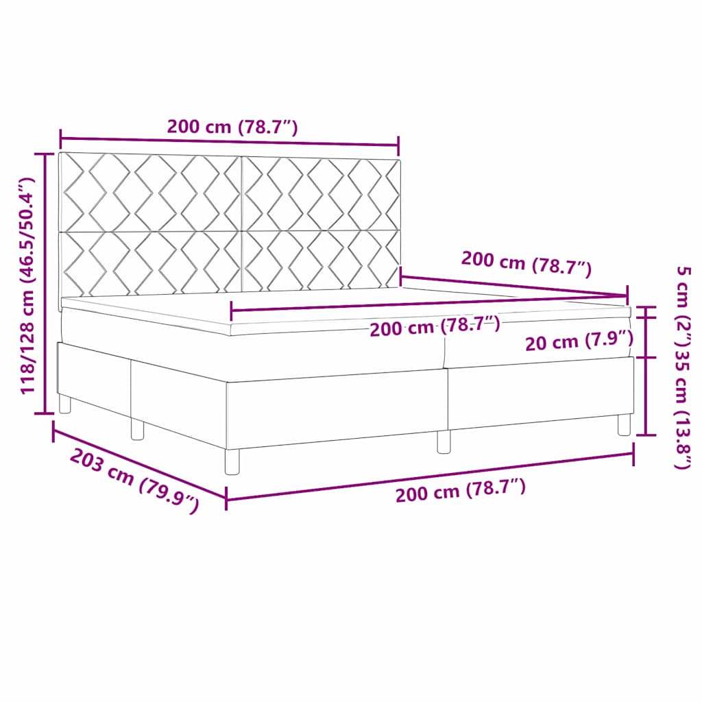 Box spring seng med hovedgærde Lyserød 200 x 200 cm Fløjl