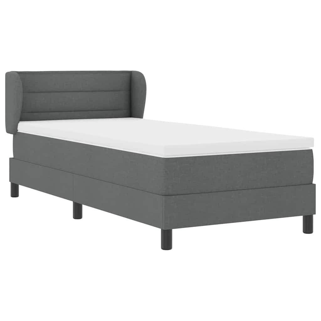 Box spring seng med madras Mørkegrå 90 x 190 cm Stof