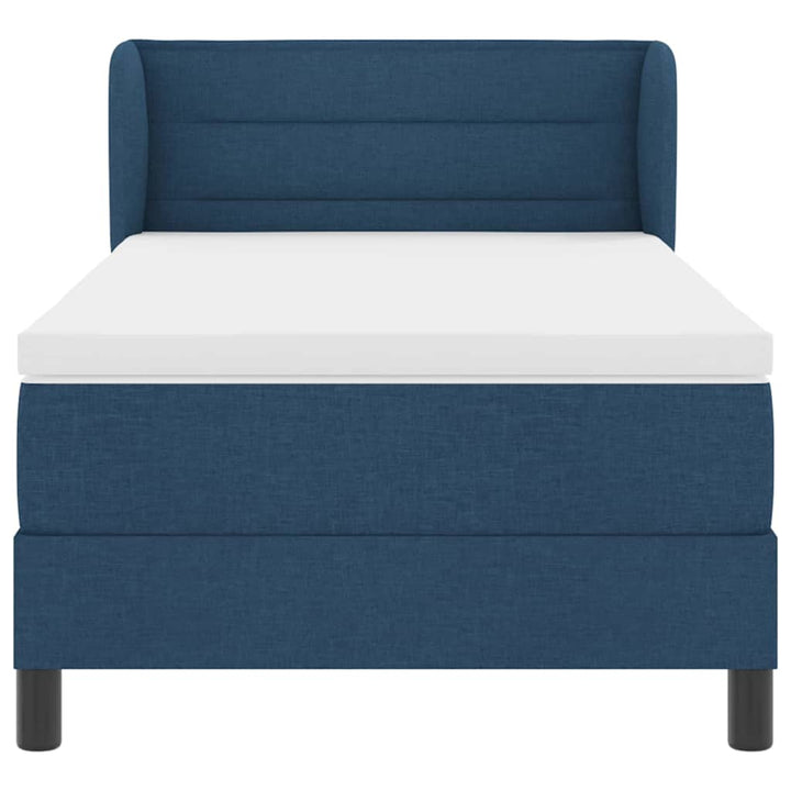 Box spring seng med madras med hovedgærde Blå 90 x 190 cm Stof
