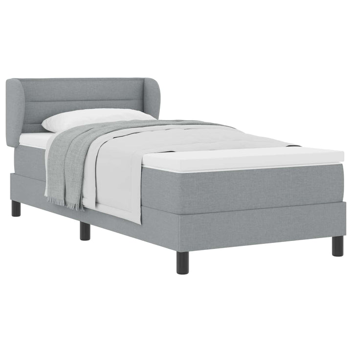 Box spring seng med madras Lysegrå 90 x 200 cm Stof