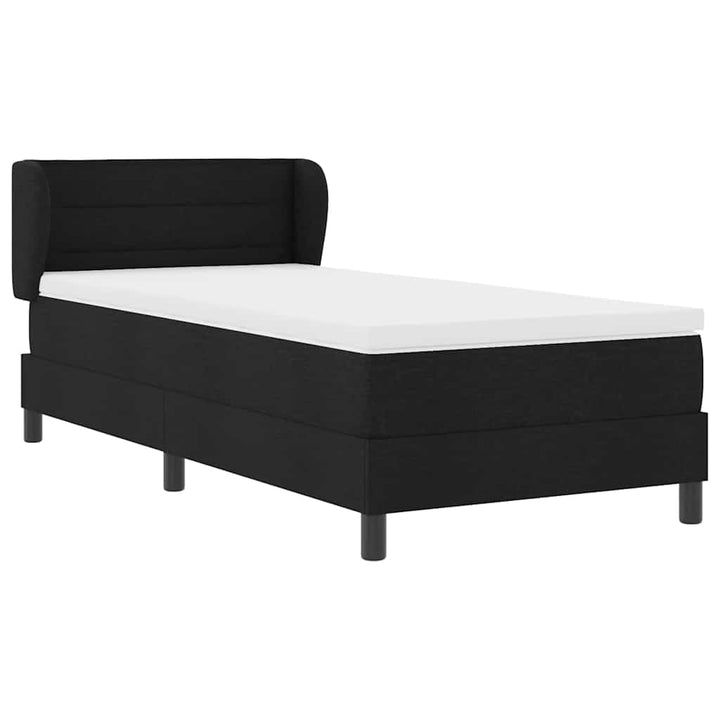Box spring seng med madras med hovedgærde Sort 90 x 200 cm Stof