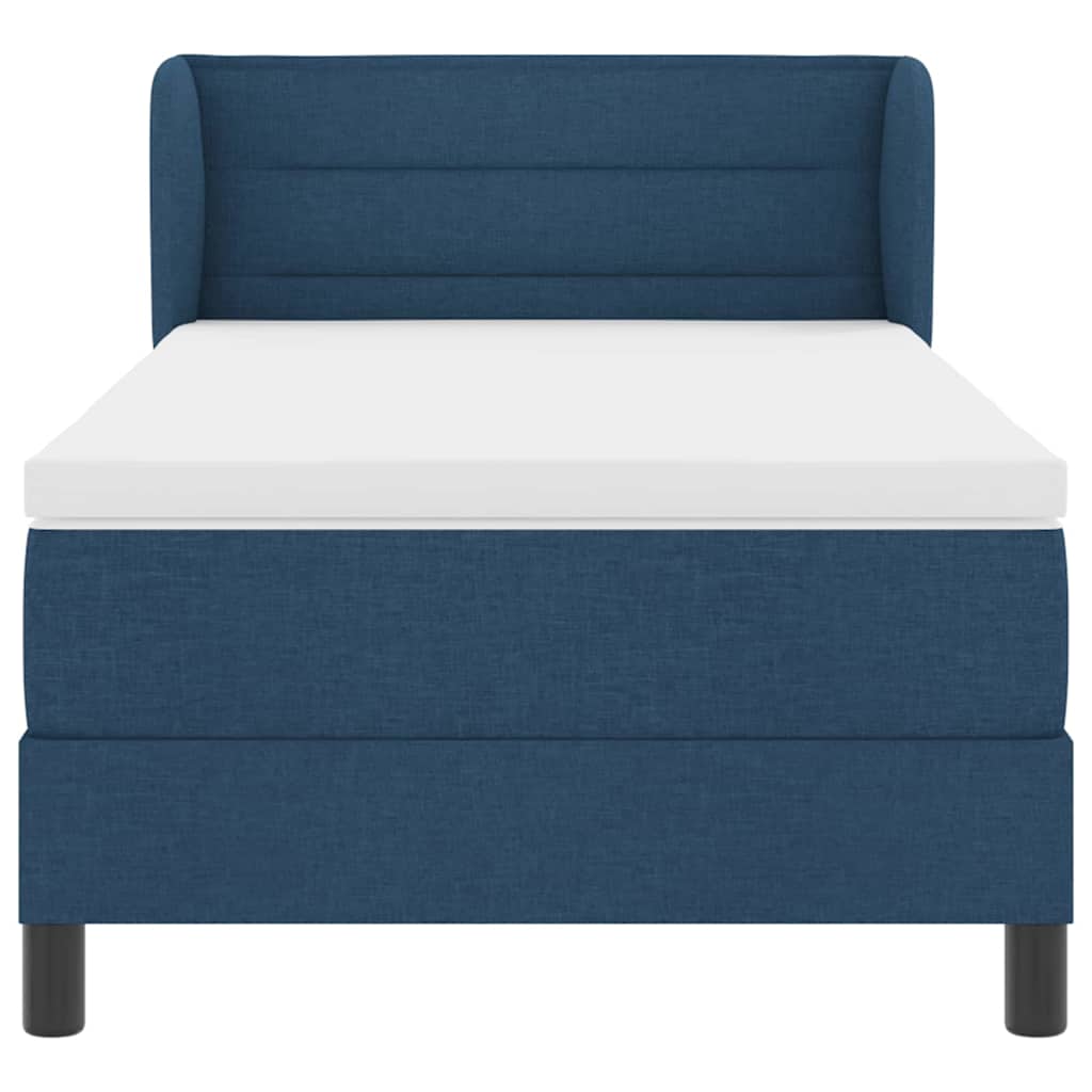 Box spring seng med madras med hovedgærde Blå 90 x 200 cm Stof