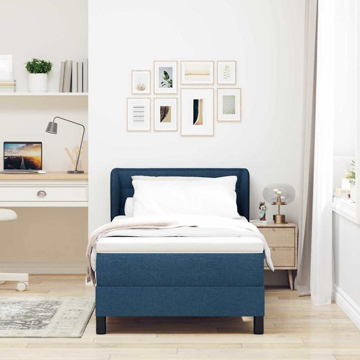 Box spring seng med madras med hovedgærde Blå 100 x 200 cm Stof