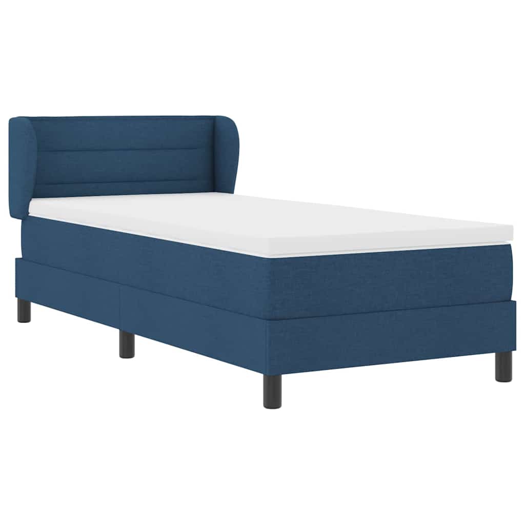 Box spring seng med madras med hovedgærde Blå 100 x 200 cm Stof