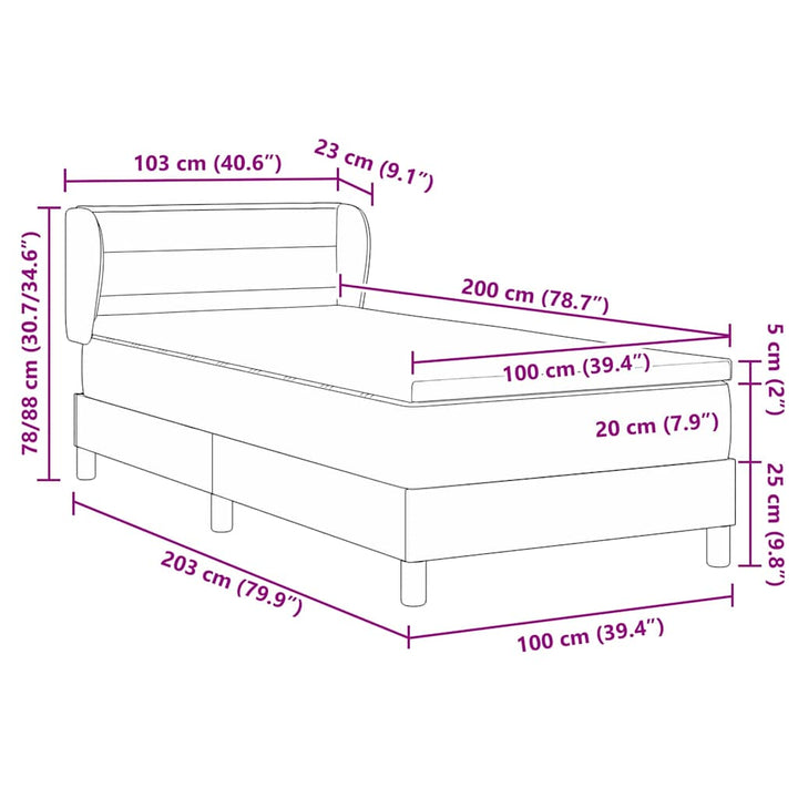 Box spring seng med madras med hovedgærde Blå 100 x 200 cm Stof