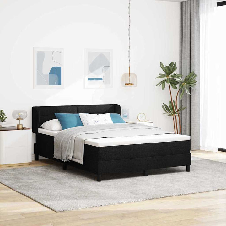 Box spring seng med madras Sort 140 x 190 cm Stof