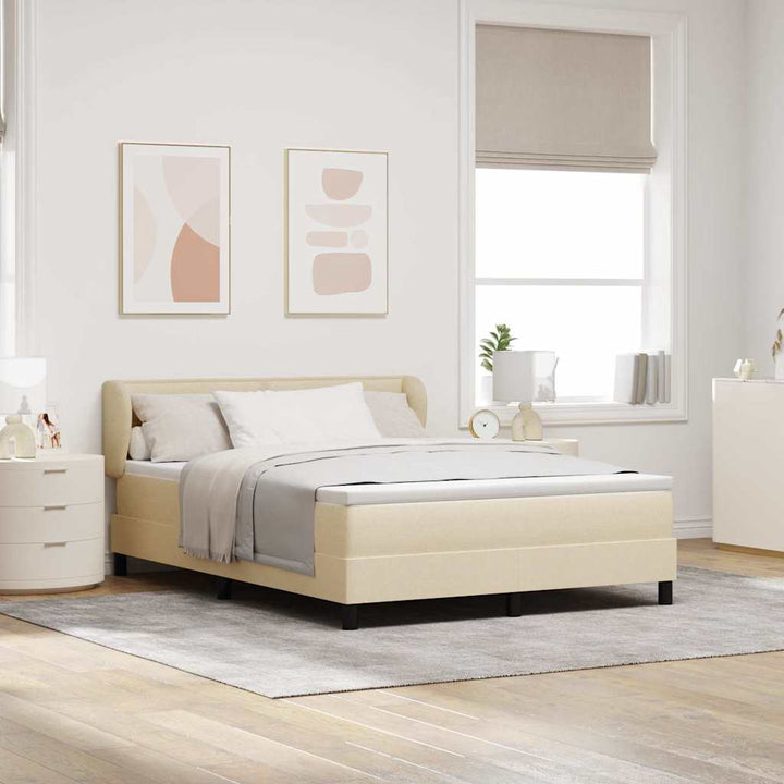 Box spring seng med madras Creme 140 x 190 cm Stof