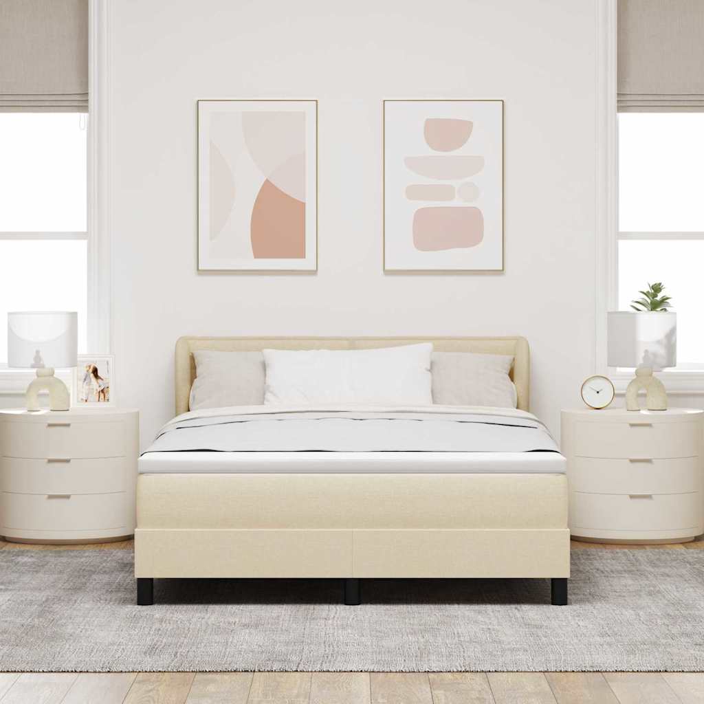 Box spring seng med madras Creme 140 x 190 cm Stof