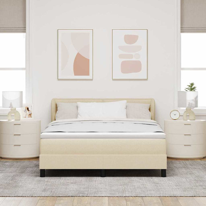 Box spring seng med madras Creme 140 x 190 cm Stof