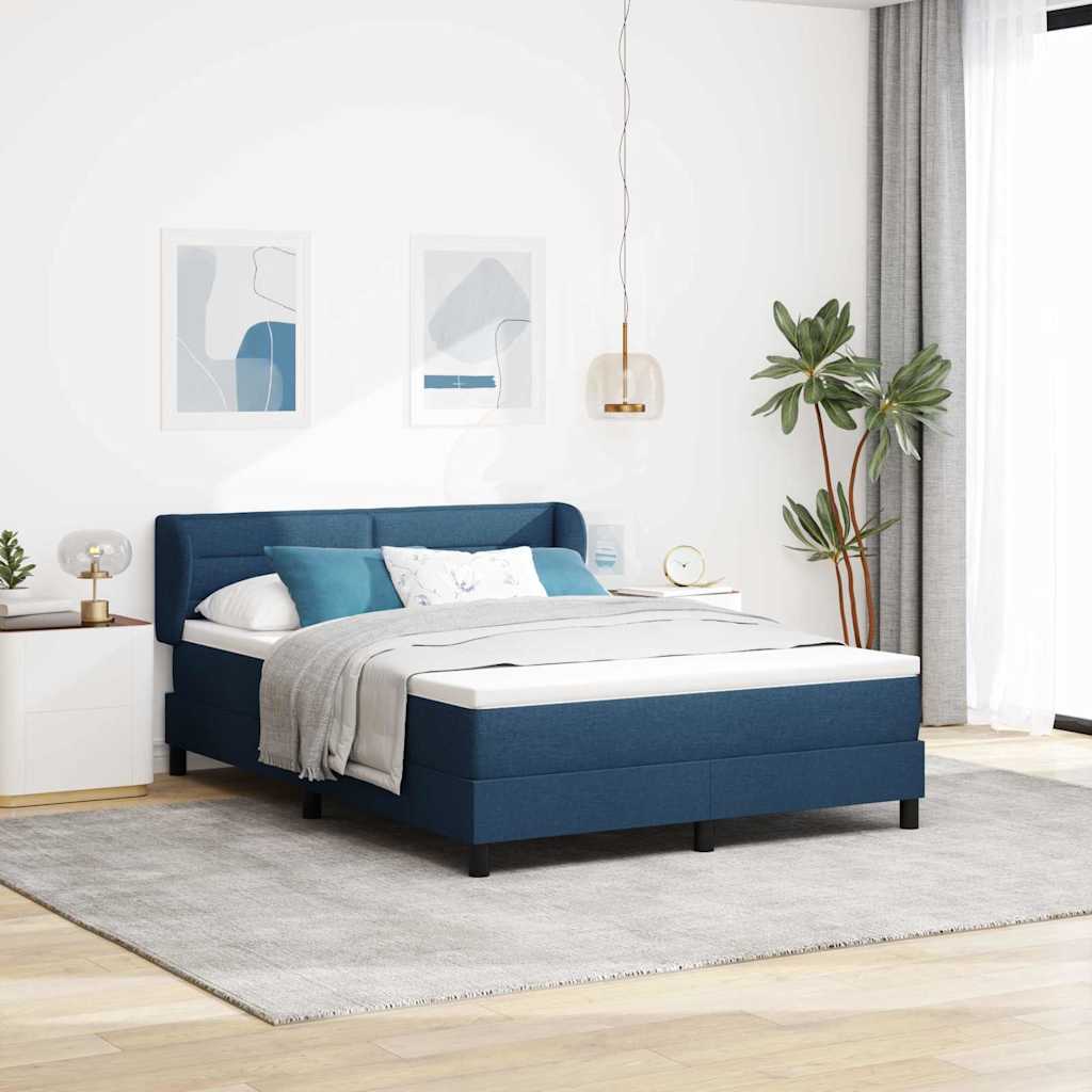 Box spring seng med hovedgærde Blå 140 x 190 cm Stof