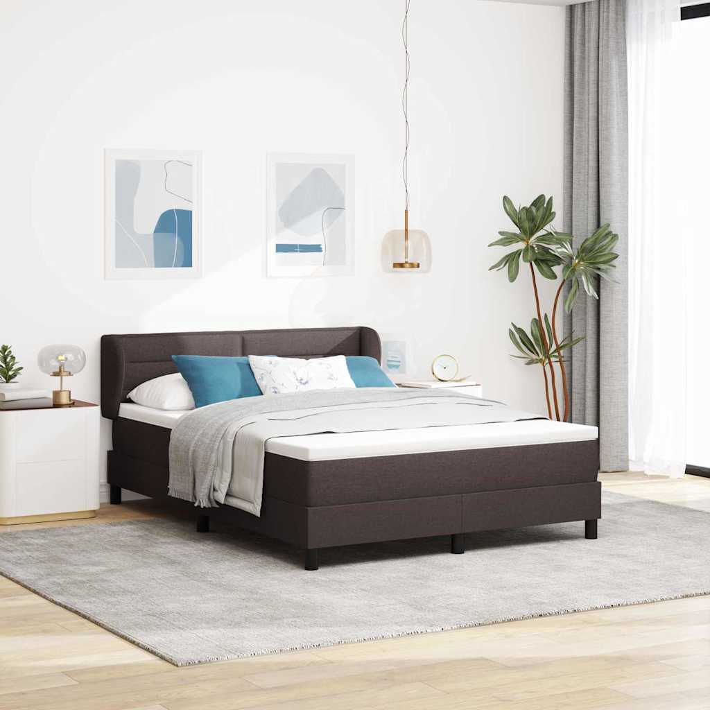 Box spring seng med hovedgærde Mørk Brun 140 x 200 cm Stof
