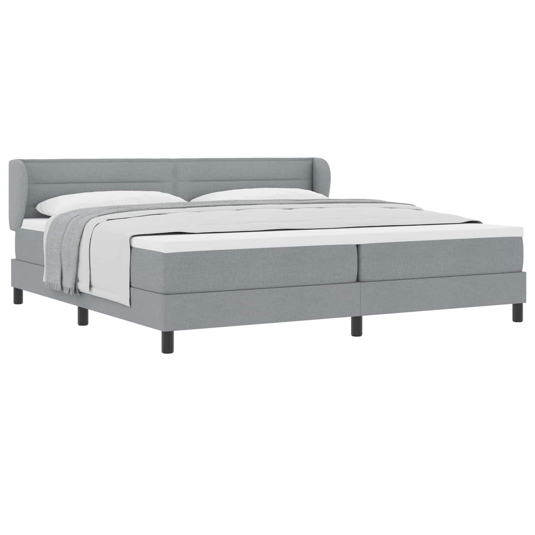 Box spring seng med madras Lysegrå 200 x 200 cm Stof