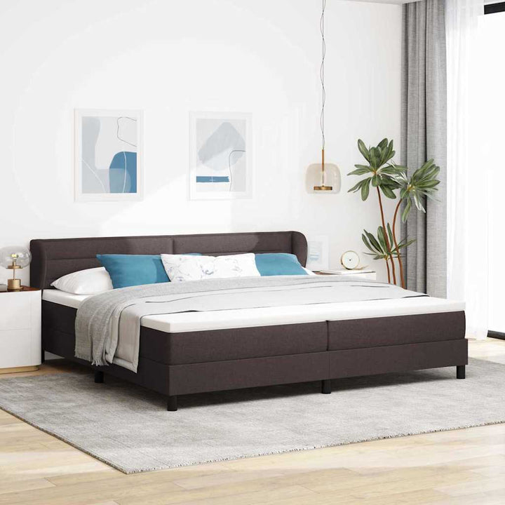 Box spring seng med madras Mørk Brun 200 x 200 cm Stof