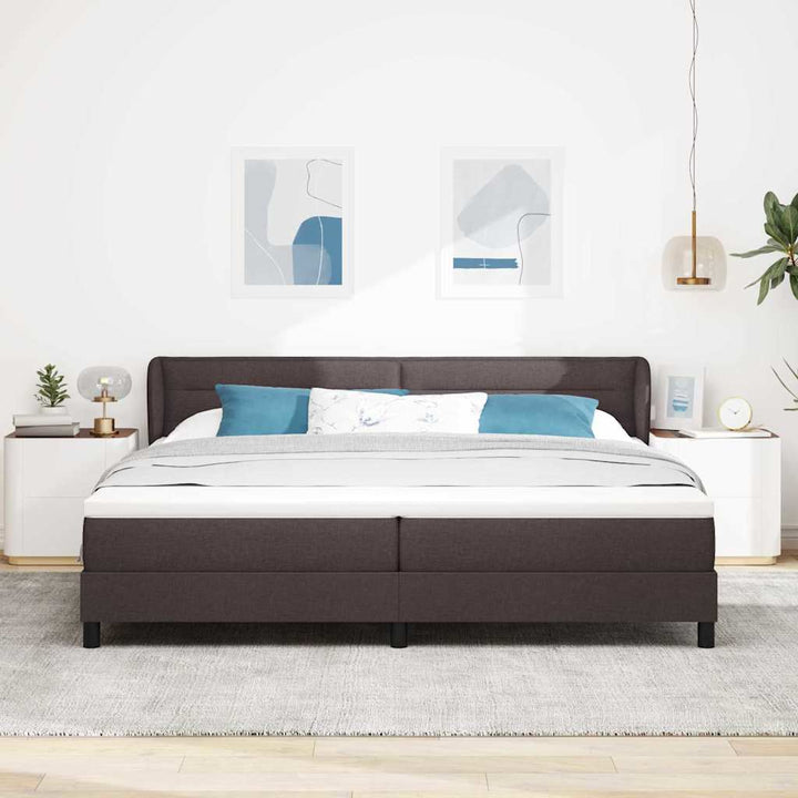 Box spring seng med madras Mørk Brun 200 x 200 cm Stof