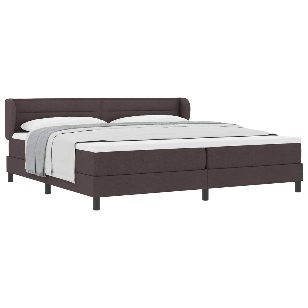 Box spring seng med madras Mørk Brun 200 x 200 cm Stof