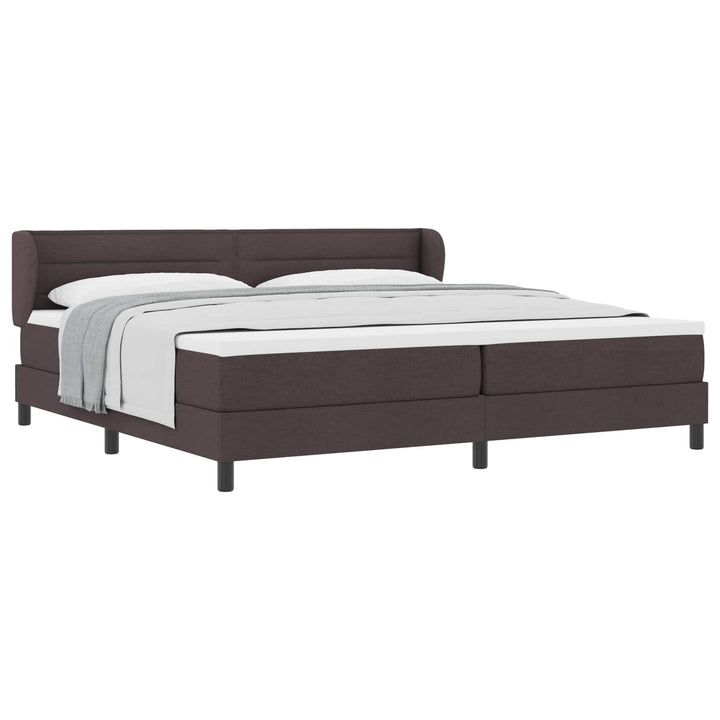 Box spring seng med madras Mørk Brun 200 x 200 cm Stof