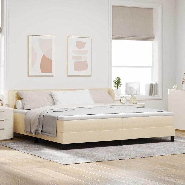 Box spring seng med madras Creme 200 x 200 cm Stof