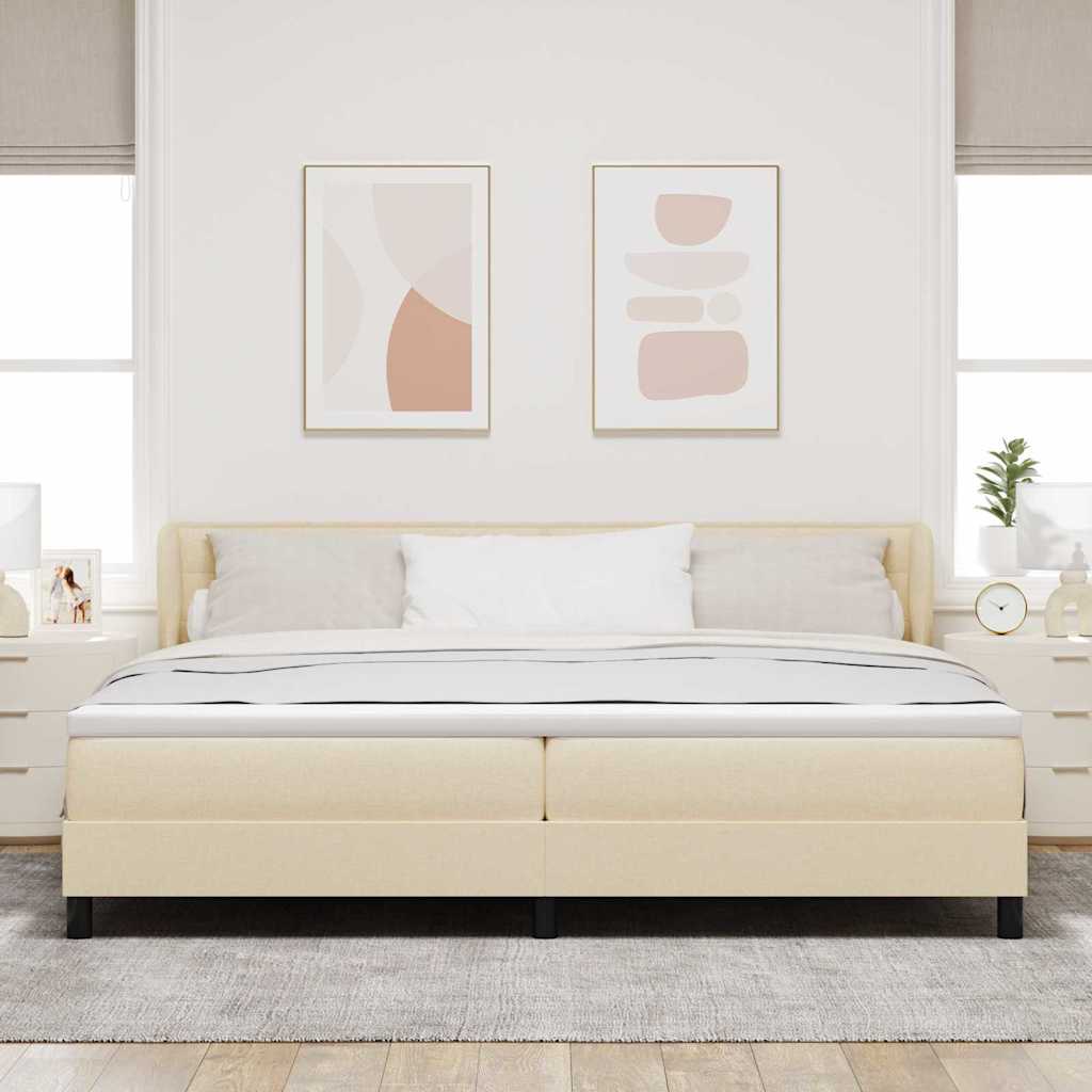 Box spring seng med madras Creme 200 x 200 cm Stof