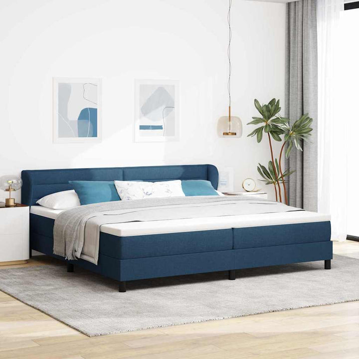Box spring seng med madras med hovedgærde Blå 200 x 200 cm Stof
