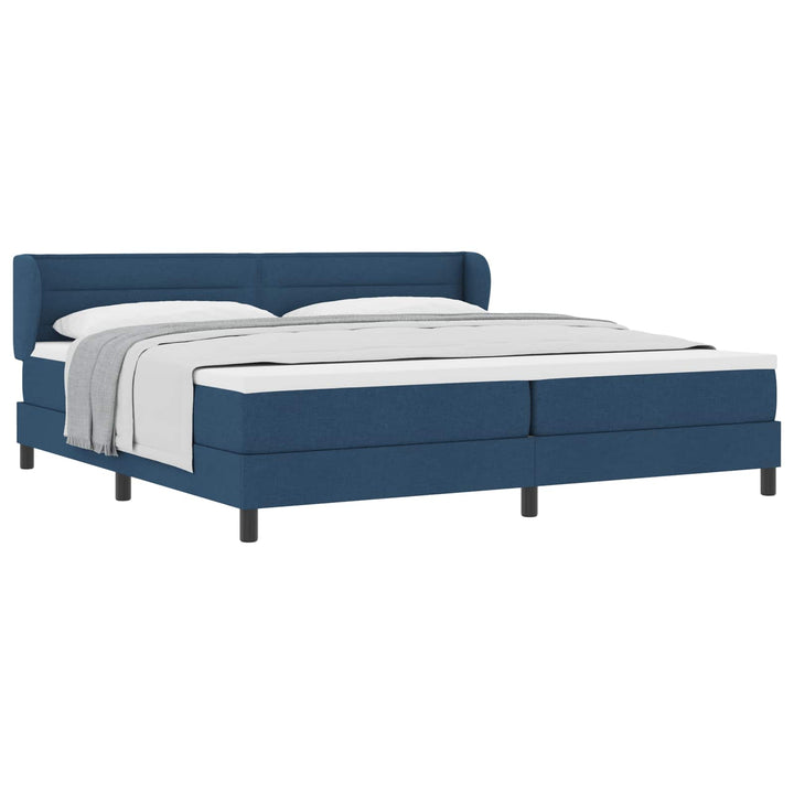 Box spring seng med madras med hovedgærde Blå 200 x 200 cm Stof