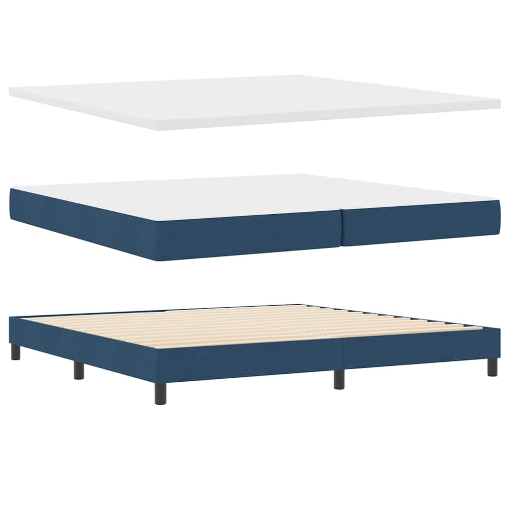 Box spring seng med madras med hovedgærde Blå 200 x 200 cm Stof