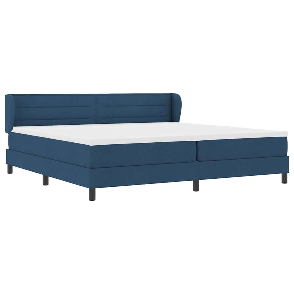 Box spring seng med madras med hovedgærde Blå 200 x 200 cm Stof