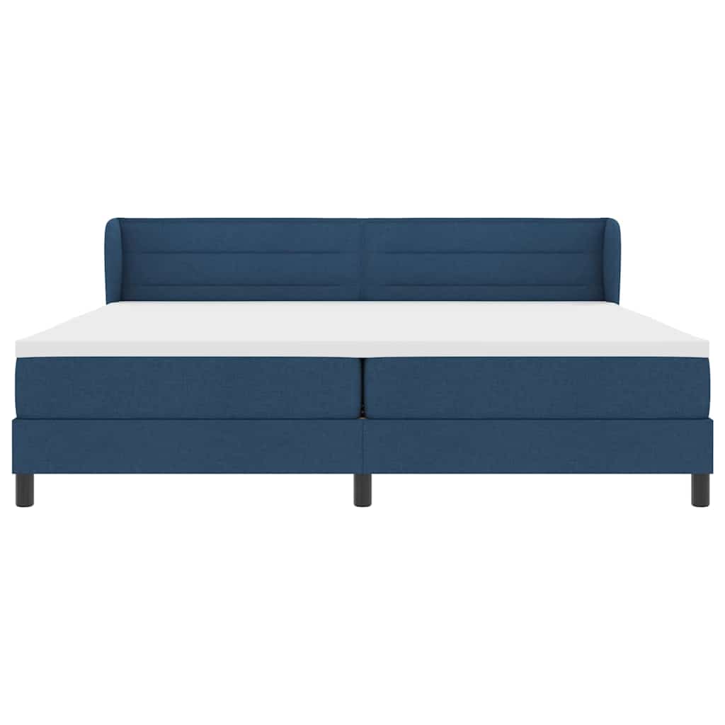 Box spring seng med madras med hovedgærde Blå 200 x 200 cm Stof