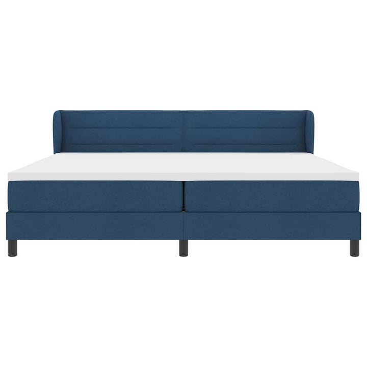 Box spring seng med madras med hovedgærde Blå 200 x 200 cm Stof