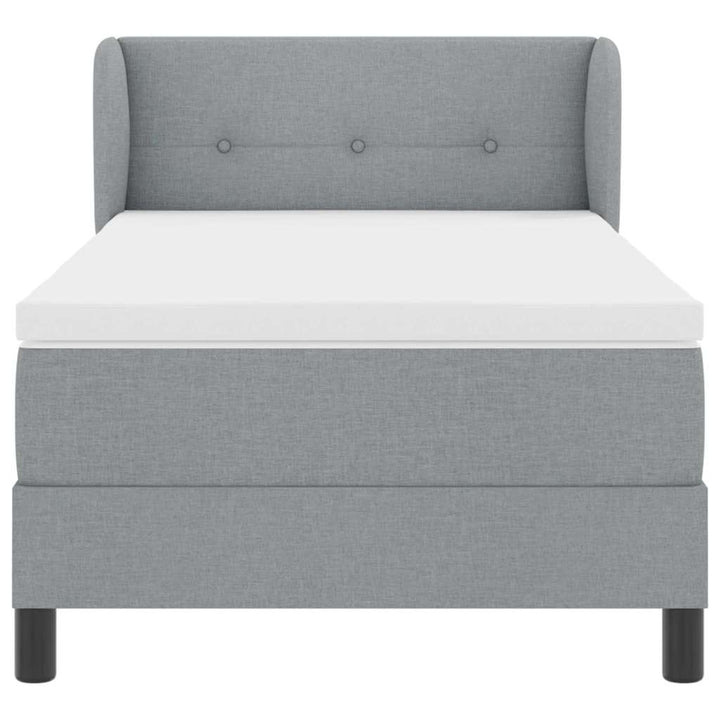 Box spring seng med hovedgærde Lysegrå 80 x 200 cm Stof