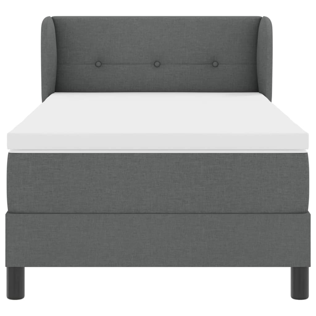 Box spring seng med madras Mørkegrå 80 x 200 cm Stof