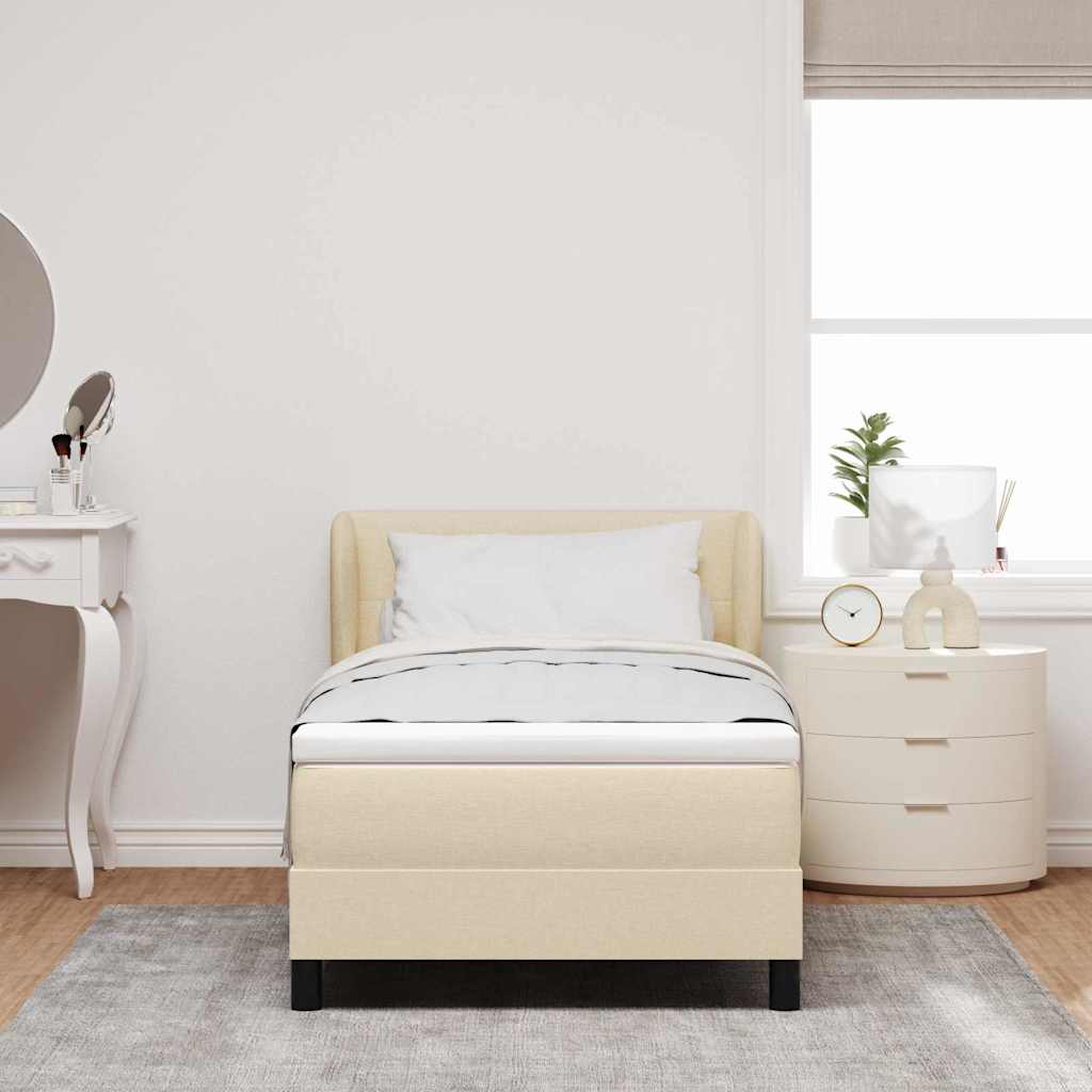 Box spring seng med hovedgærde Creme 80 x 200 cm Stof