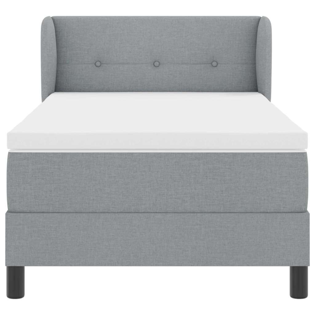 Box spring seng med madras Lysegrå 90 x 190 cm Stof