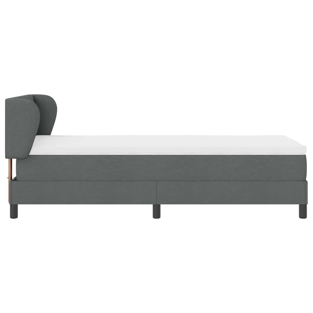 Box spring seng med hovedgærde Mørkegrå 90 x 190 cm Stof