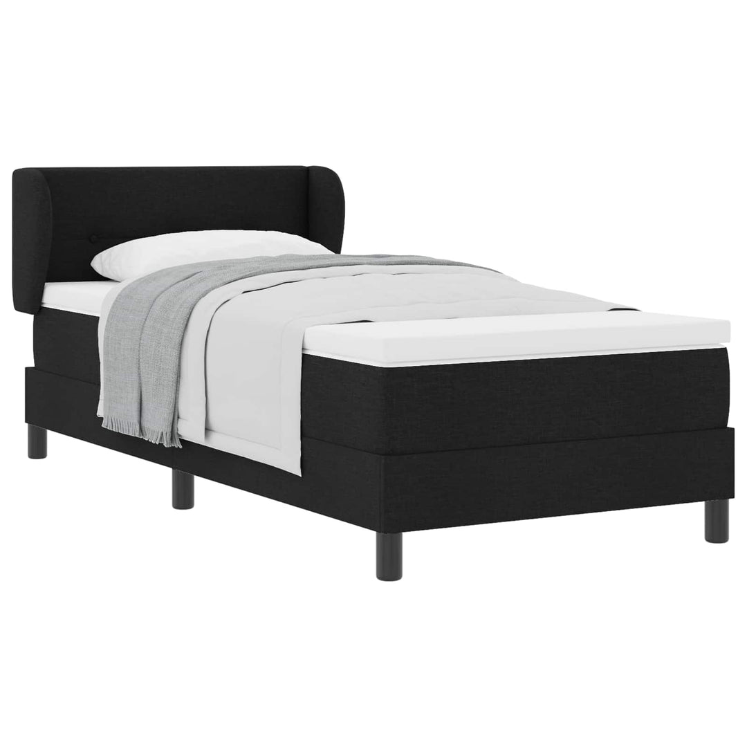 Box spring seng med madras med hovedgærde Sort 90 x 200 cm Stof