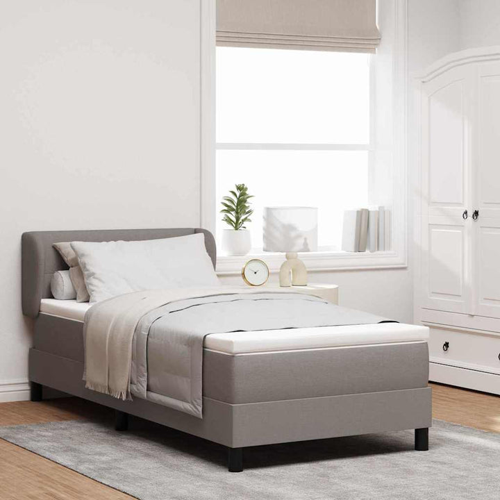 Box spring seng med hovedgærde Gråbrun 90 x 200 cm Stof
